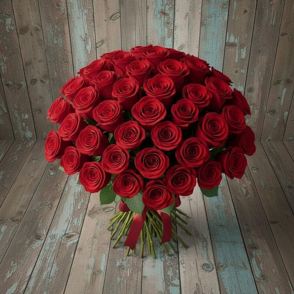 Букет 55 Красных роз Фридом в Краснозоринском