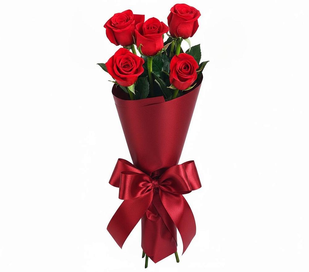 Букет 5 Красных роз Эдлесс Лав в Краснозоринском