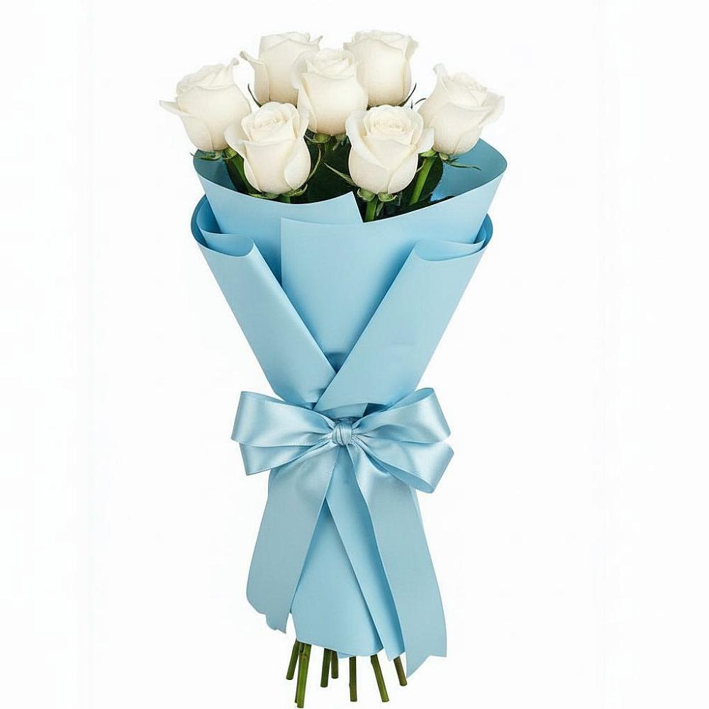 Букет 7 белых роз Проуд в Краснозоринском