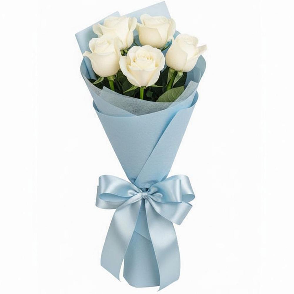 Букет 5 Белых роз Проуд в Краснозоринском