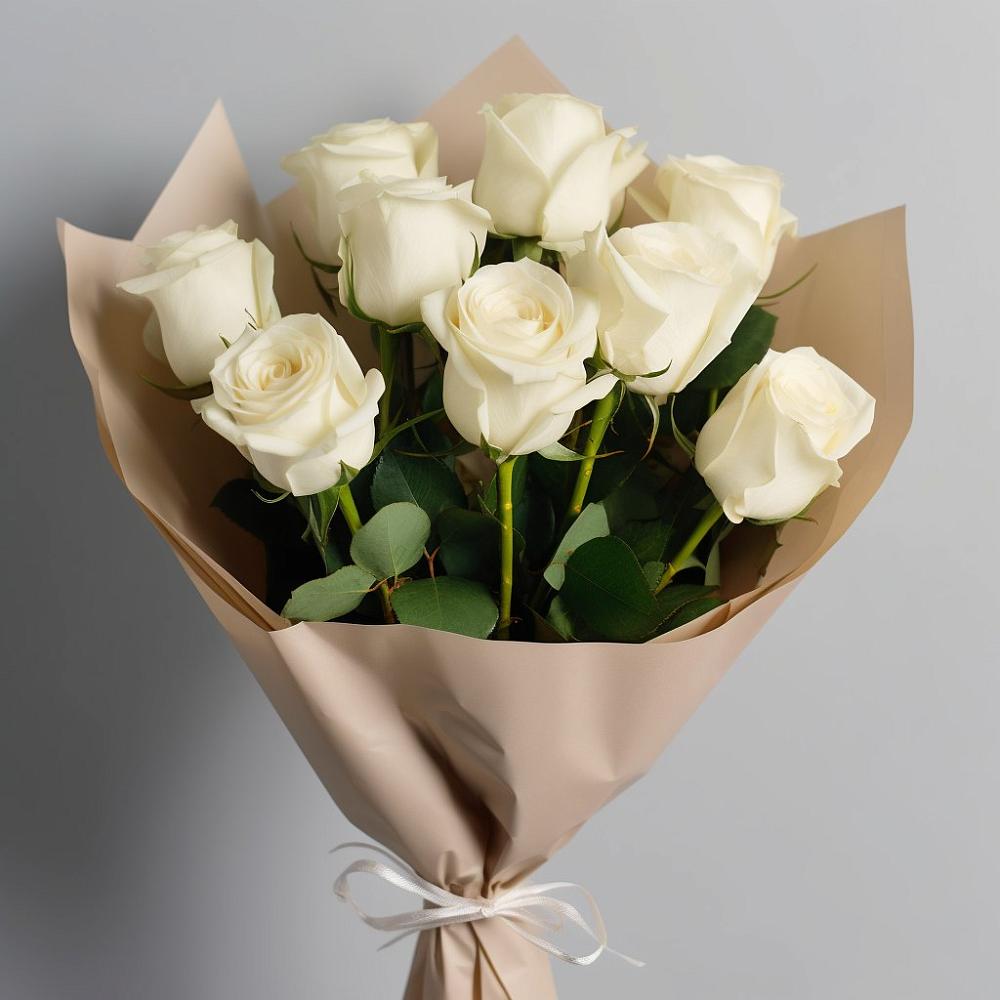 Букет 9 Белых роз Эдлесс Лав в Краснозоринском