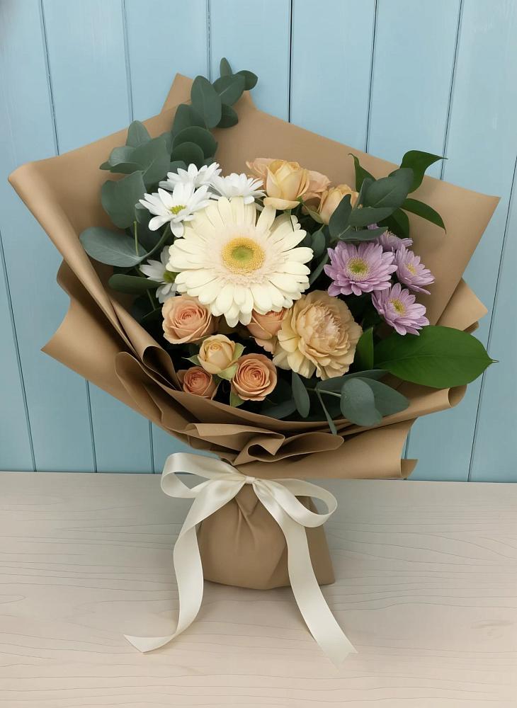 Букет цветов из: Герберы и Хризантемы в Краснозоринском