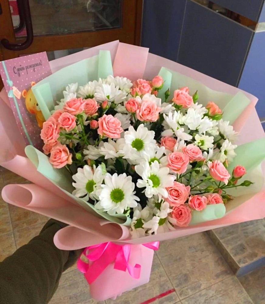 Букет цветов из: Розы и Хризантемы в Краснозоринском