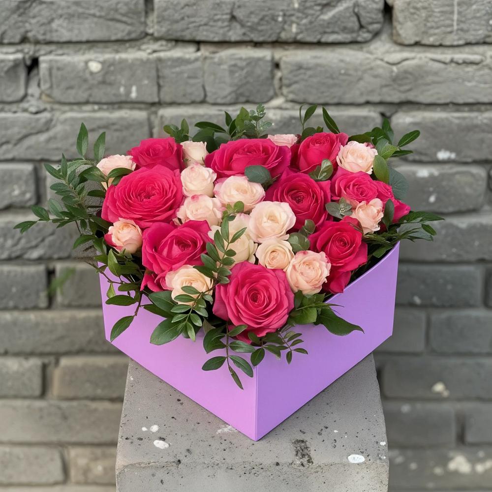 Цветочная композиция из Розы в коробке в Краснозоринском