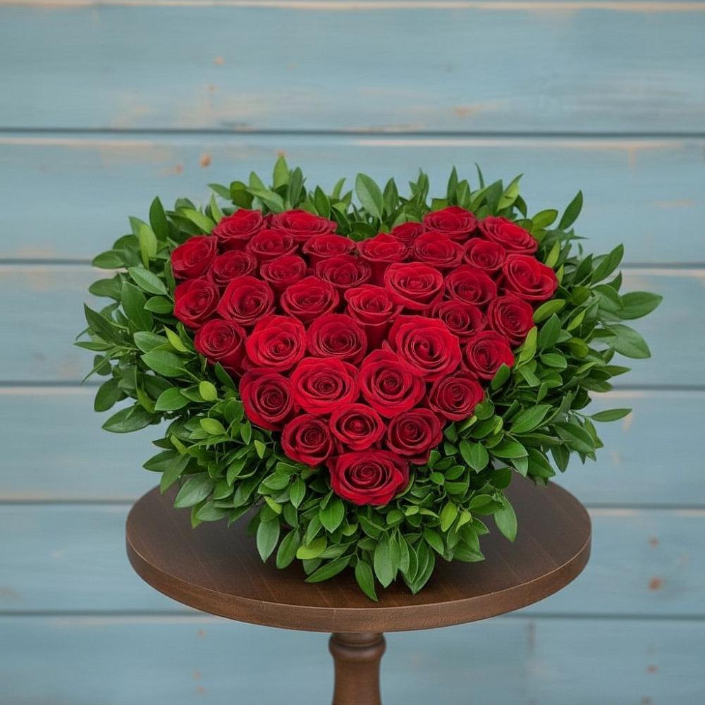 Цветочная композиция из Розы в виде сердца в Краснозоринском