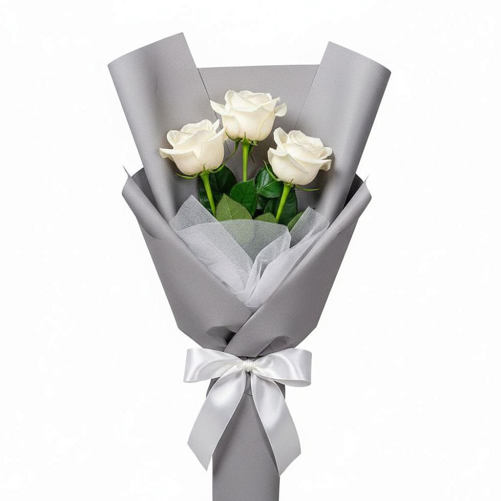 Букет 3 белые розы в Краснозоринском