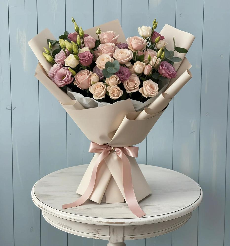 Букет цветов из: Розы и Лизиантусы в Краснозоринском