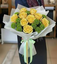 Букет цветов из:  Хризантемы и Розы #REPLACE_PRED# Краснозоринском