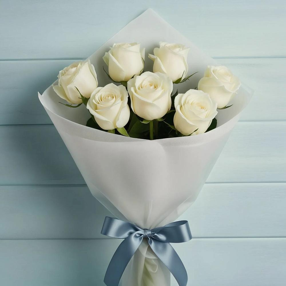 Букет 7 Белых роз Эдлесс Лав в Краснозоринском